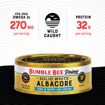 Bumble Bee Albacore Tuna, Low Sodium, 5 oz Cans, Pack of 12 - Wild Caught, Non-GMO, Gluten Free, Kosher