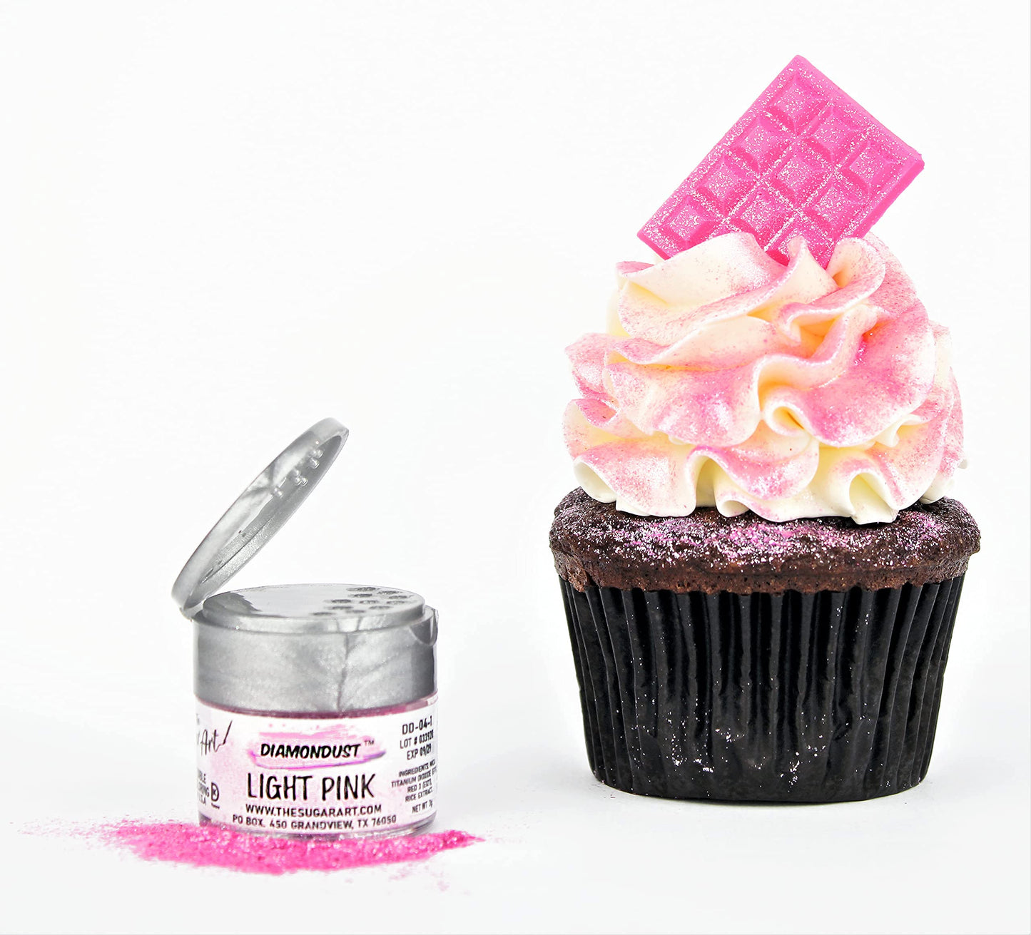 Light Pink Edible Glitter For Drinks, Cocktails, Cake Decorating, Strawberries, Chocolates & More | No Taste | 4G | 100% Food-Safe | Kosher, Vegan, Gluten & Nut Free | Diamondust By The Sugar Art