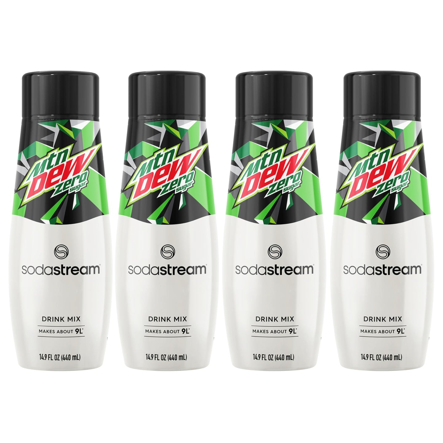 SodaStream Mountain Dew Zero Sugar Drink Mix, Sugar-Free, 0 Calories, 14.9 Fl Oz (Pack of 4)