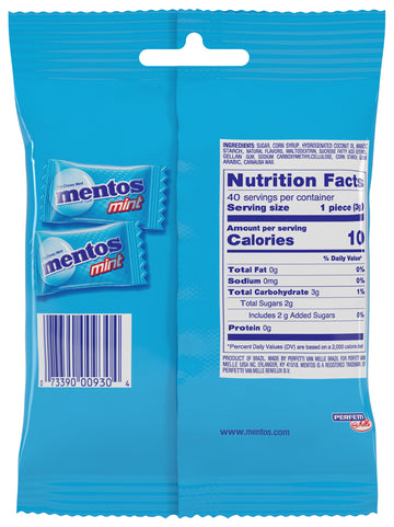 Mentos Chewy Mint Candy, Individually Wrapped, Holiday Candy, Bulk, 0.10 Oz, Pack Of 40