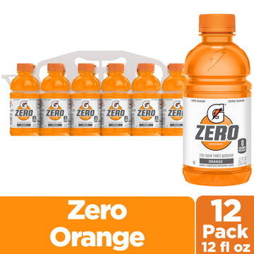 Gatorade Thirst Quencher Zero Sugar Sports Drink, Orange, 12oz Bottles, 12 Pack, Electrolytes for Rehydration