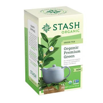 Stash Tea Organic Premium Green Tea, Caffeinated, Non-GMO Project Verified, Serve Hot or Iced, 96 Tea Bags, 16 count (6 pack)