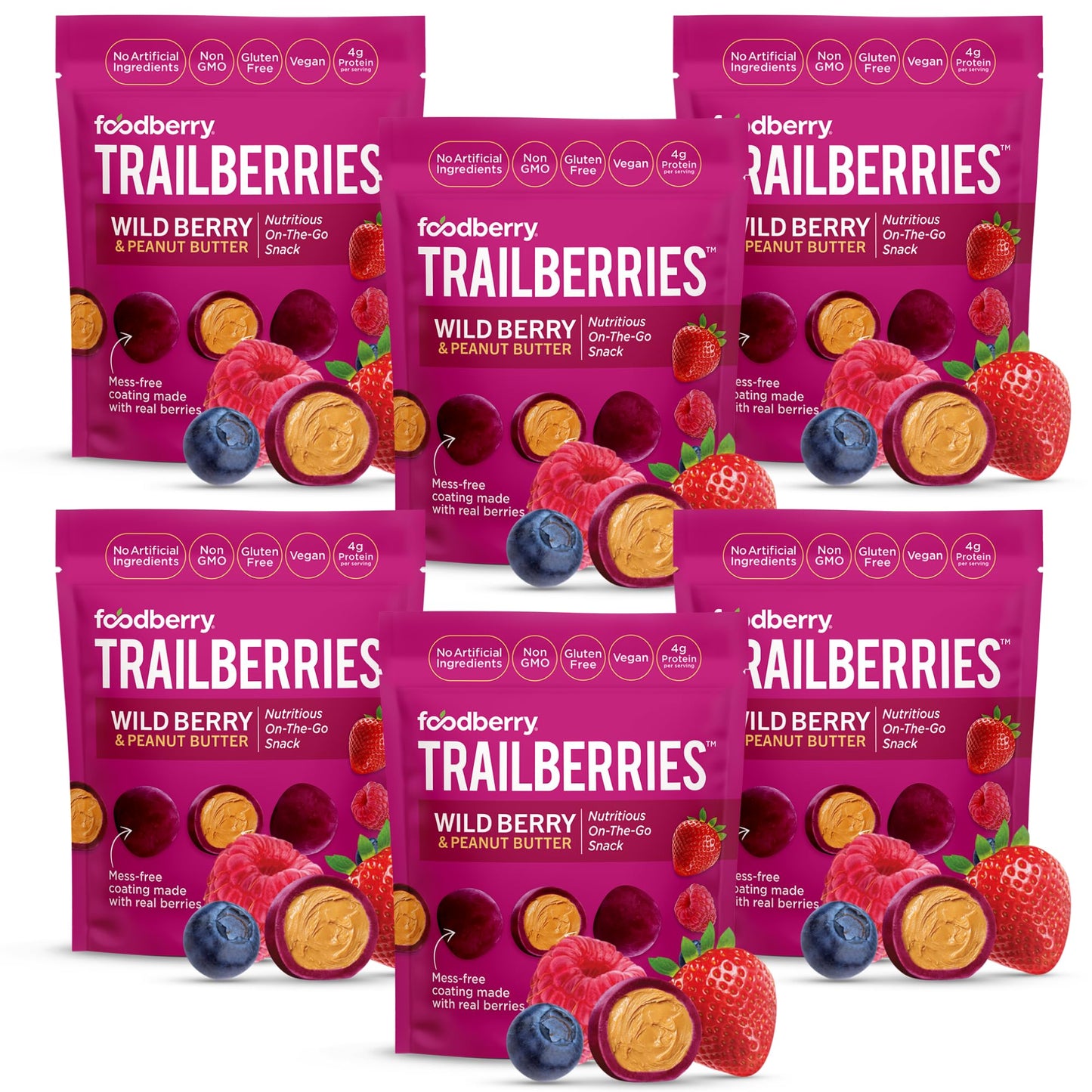 Foodberry Peanut Butter Trailberries, Nutritious Snack, Delicious Bites of Creamy Peanut Butter Coated in Real Fruit (Like Softe