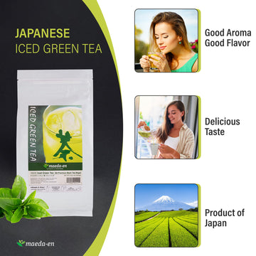 Maeda-En Iced Green Tea Bulk 120 Tea Bags Premium Japanese Origin Individually Wrapped Mesh Loose Teabag 04121 2Pk