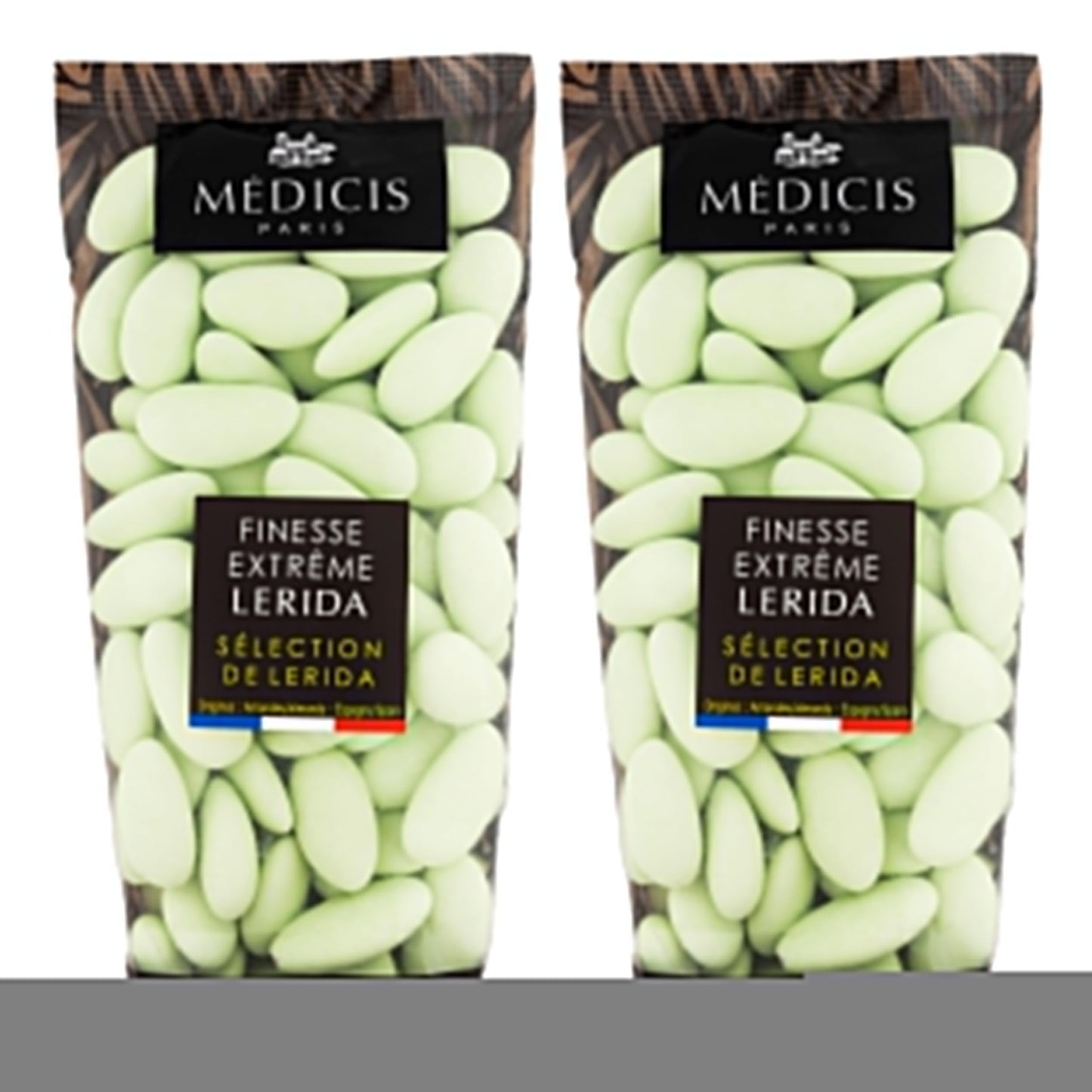 Medicis Top-Grade Candied Almond Dragees (French Jordan Almonds) Sugar Coated Candies Ideal As A Party Favor For Weddings And Baby Showers 75 Count Bag 8.8Oz Green (Pack Of 2)