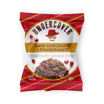 Undercover Chocolate Quinoa Crisps - Dark Chocolate + Pomegranate | 70-Count, Individually Wrapped Crisps | Gluten Free, Nut-Fre