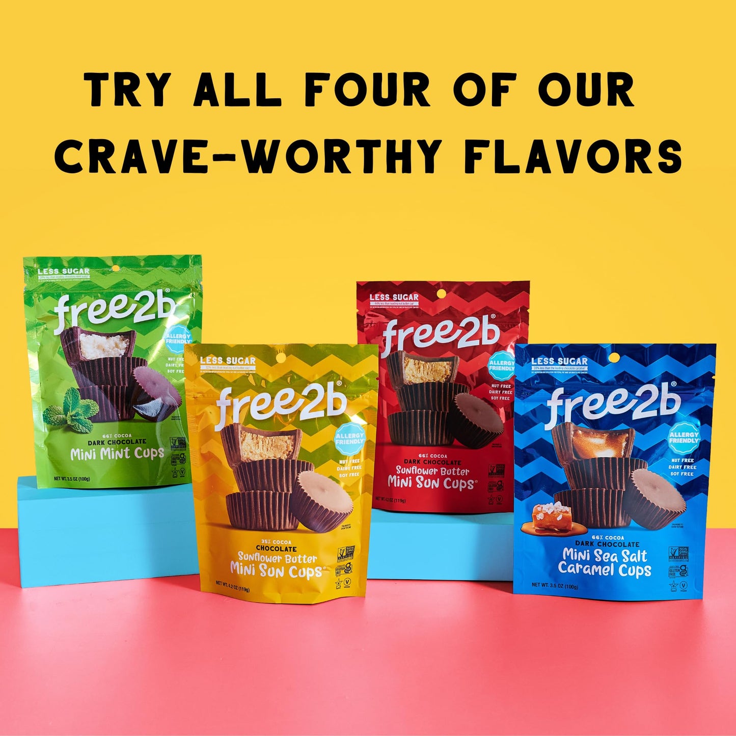 Free2B Dark Chocolate Mint Mini Cups, Safe For School And Allergy Friendly - Gluten-Free, Dairy-Free, Nut-Free, And Soy-Free - D