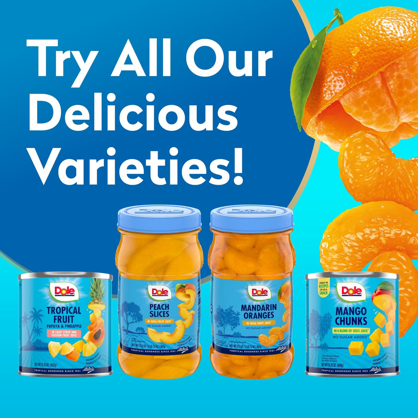 Dole Mandarin Oranges In 100% Fruit Juice 23.5 Oz Resealable Jar