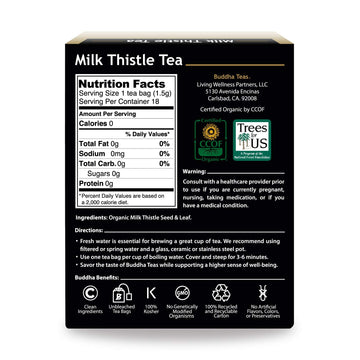 Buddha Teas Organic Milk Thistle Tea - Ou Kosher, Usda Organic, Ccof Organic, 18 Bleach-Free Tea Bags