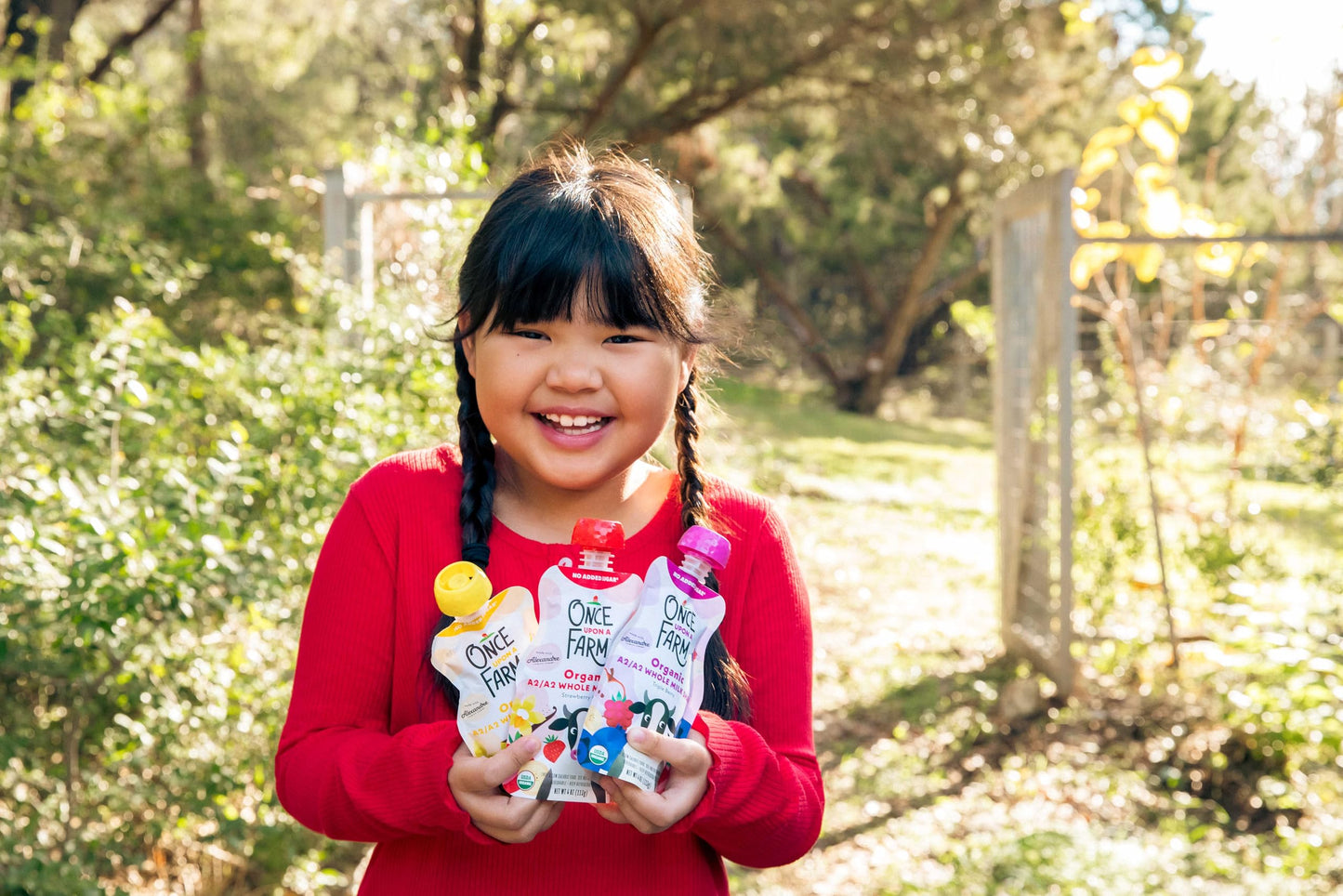 Once Upon a Farm A2/A2 Whole Milk Shake, Strawberry Creme Kids Pouch, 4oz