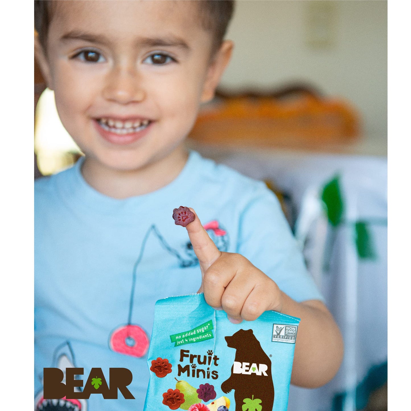 Bear Real Fruit Snack Minis, Raspberry/Blueberry, No Added Sugar, All Natural, Bite Sized Snacks For Kids, Non Gmo, Gluten Free,