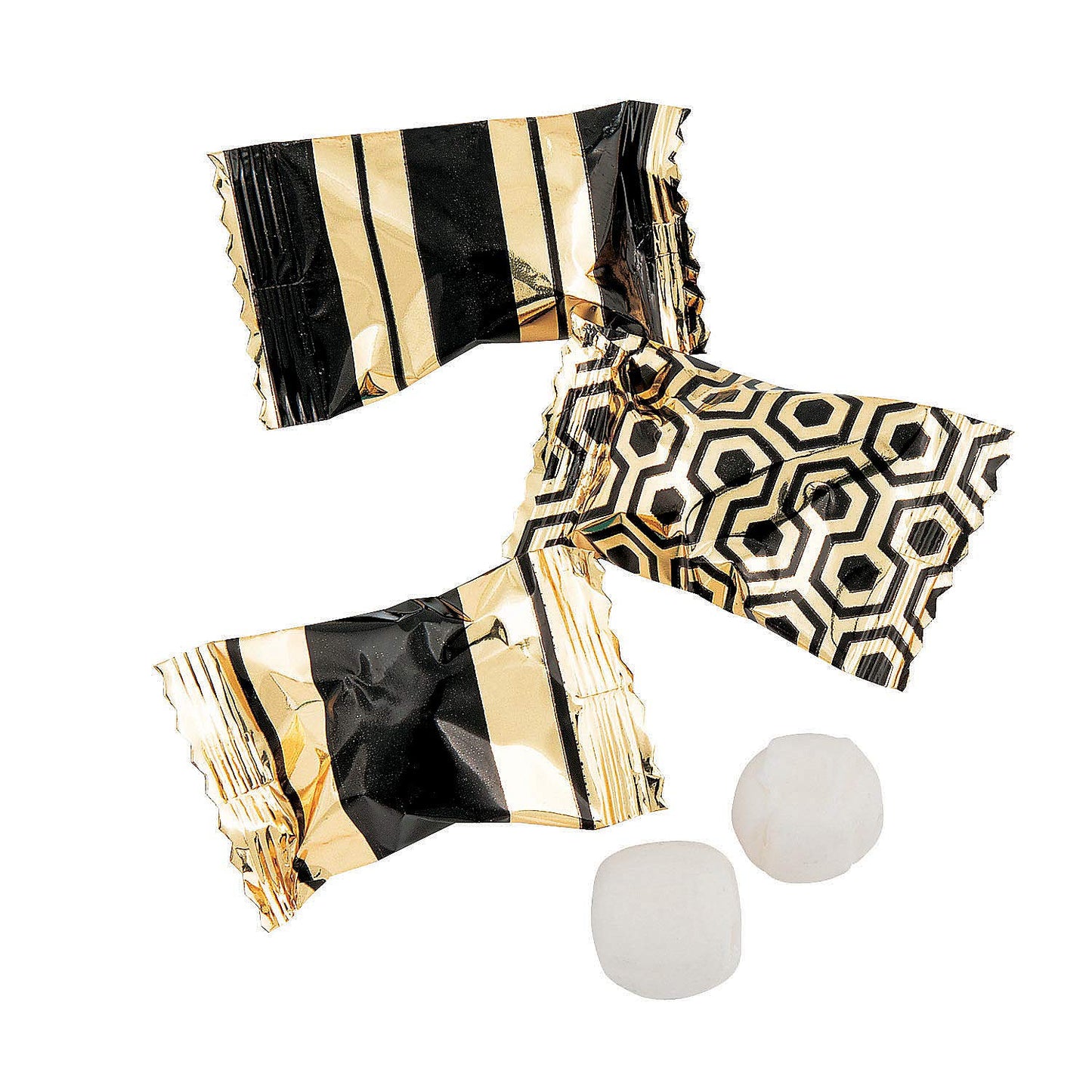 Fun Express Buttermints Candy, Individually Wrapped, 14 oz, Black and Gold, 108 Pieces