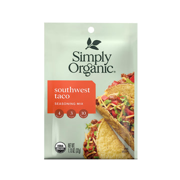 Simply Organic Southwest Taco Seasoning Mix, Vegan Friendly, Kosher, Usda Certified Organic, Non-Gmo, 1.13 Ounce (Pack Of 12)