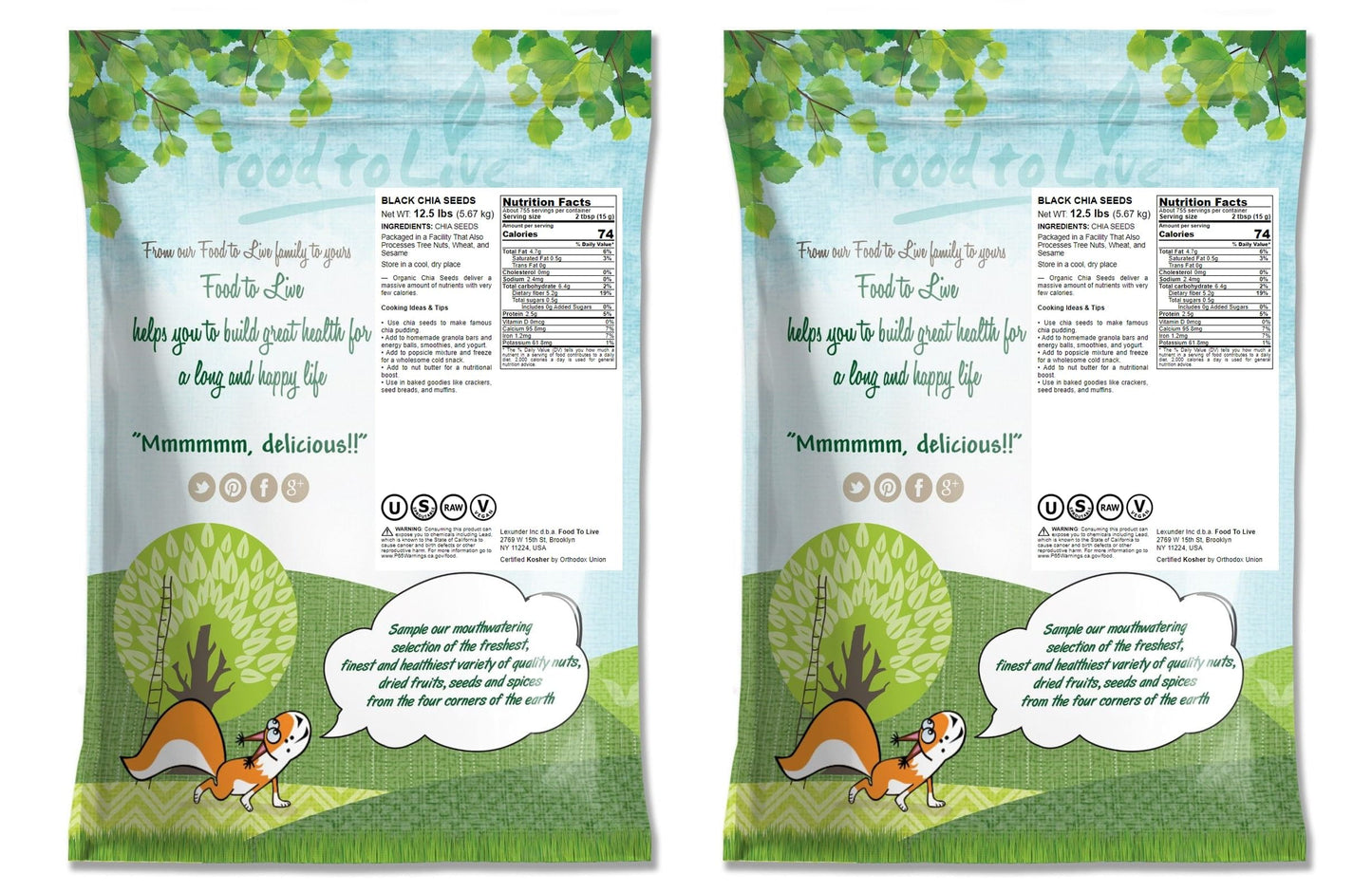 Food To Live - Black Chia Seeds, 25 Pounds - Whole, Sproutable, Vegan, Kosher, Keto, Sirtfood, Bulk. Rich In Essential Fatty Aci