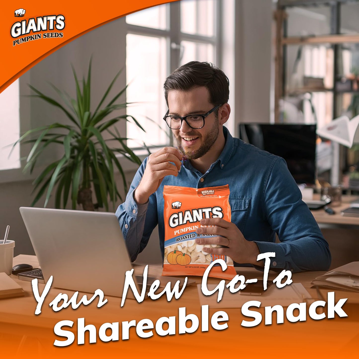 Giants Pumpkin Seeds - Pumpkin Seeds In Shell, Pumpkin Seeds To Eat, Roasted And Salted, Whole Pumpkin Seeds With Shell, High Protein Snack With 15G Protein Per Serving - 5.15 Oz