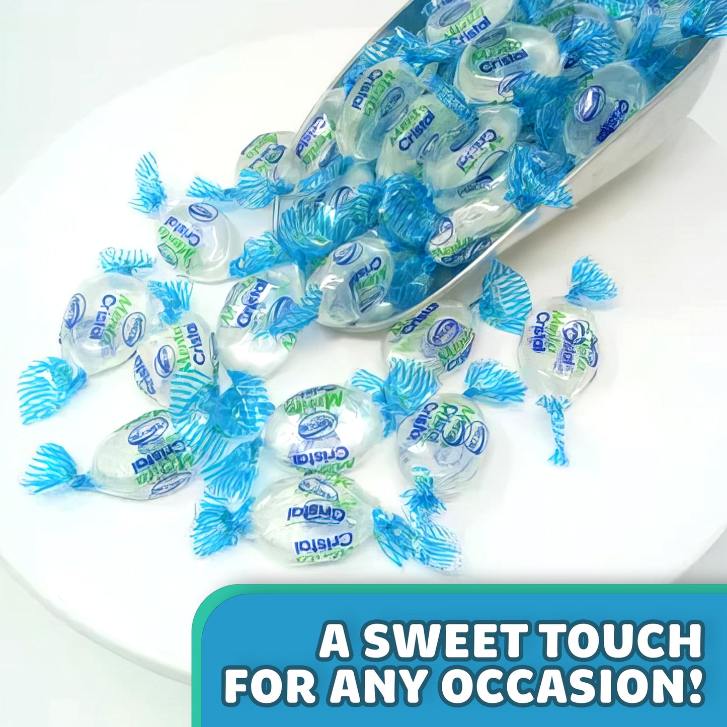 Arcor Crystal Mints Hard Candy - 2 Pounds Approx 200 Pieces - Blue Crystal Mints Hard Candy - Bulk Candy, Individually Wrapped C
