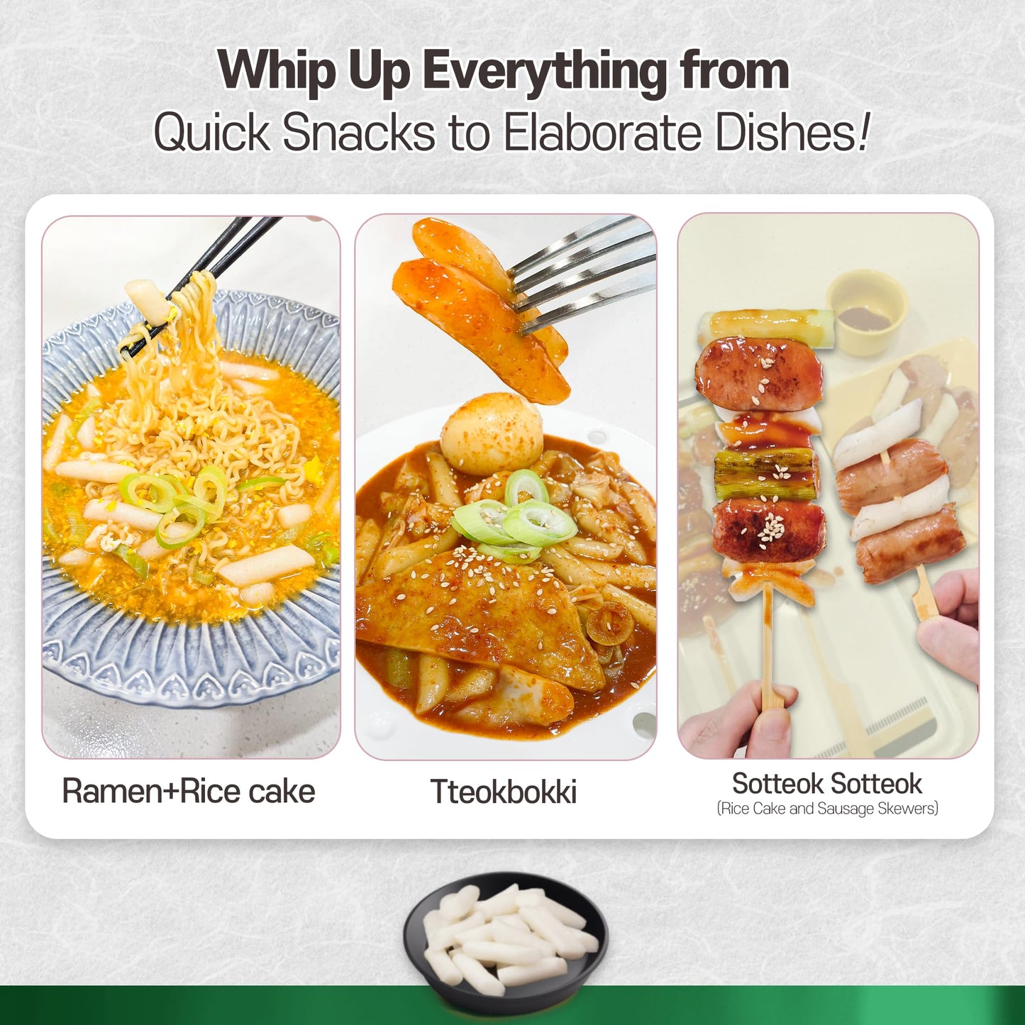 Korean Rice Cakes Tteokbokki Stick - 2 Pack, Vegan, Non-Gmo, Gluten-Free Tteok Pasta - Asian Snacks & Food, Halal Certified, Che