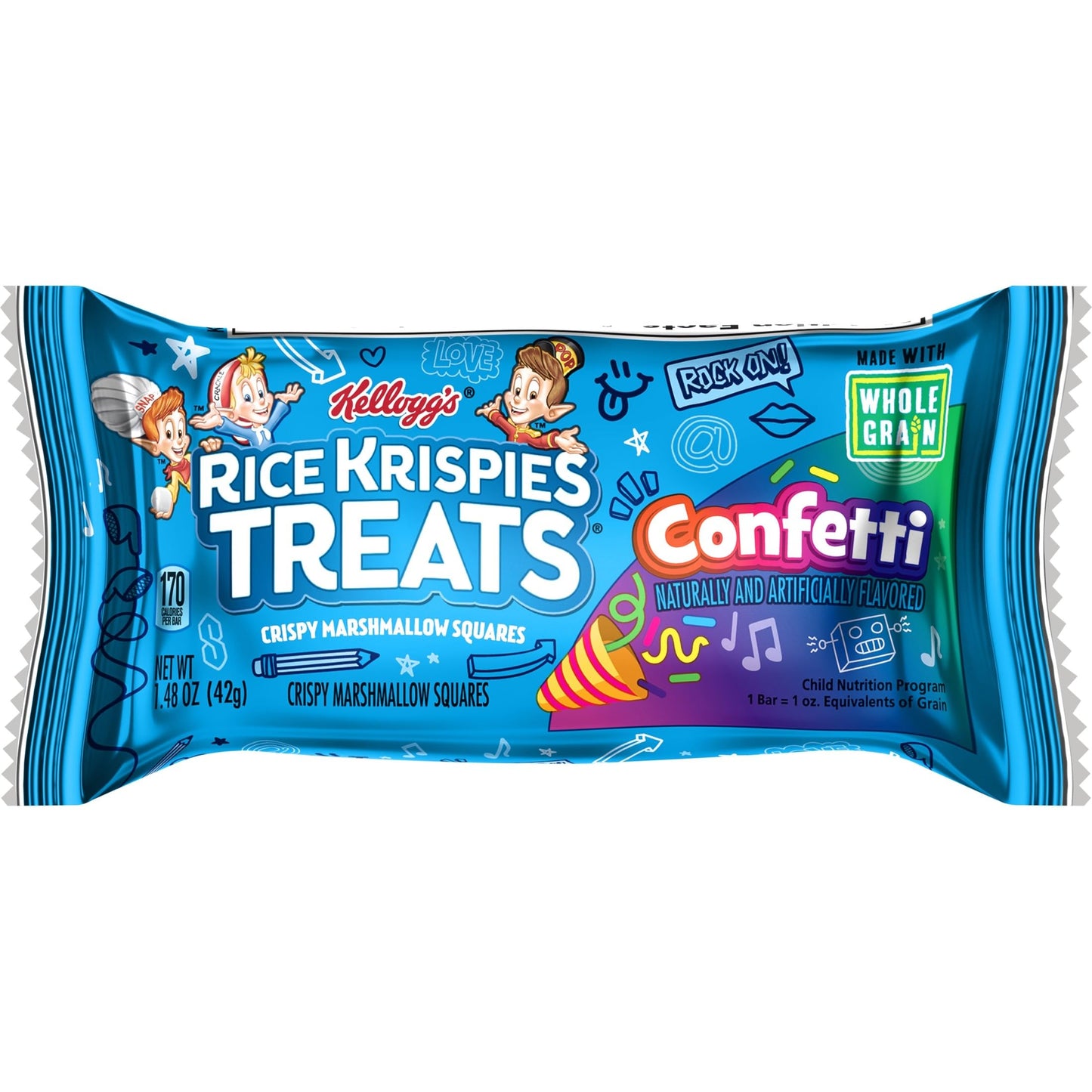 Rice Krispies Treats Made with Whole Grain, Crispy Marshmallow Squares, Confetti (80 Bars)