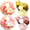 AiQi Bakes Easter Bunny Cupcake Toppers, 24 Pack Acrylic Decorations, Pink and Gold, Happy Easter Party Supplies