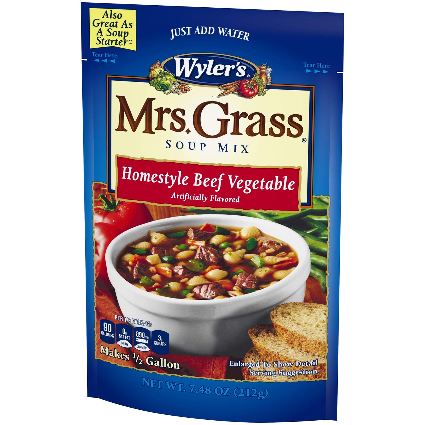 Mrs. Grass Beef Vegetable Hearty Homestyle Soup Mix (7.48oz Cans, Pack of 8)