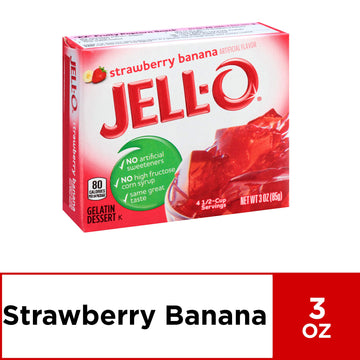 Jell-O Strawberry Banana Gelatin Dessert Mix (3 Oz Boxes, Pack Of 6)