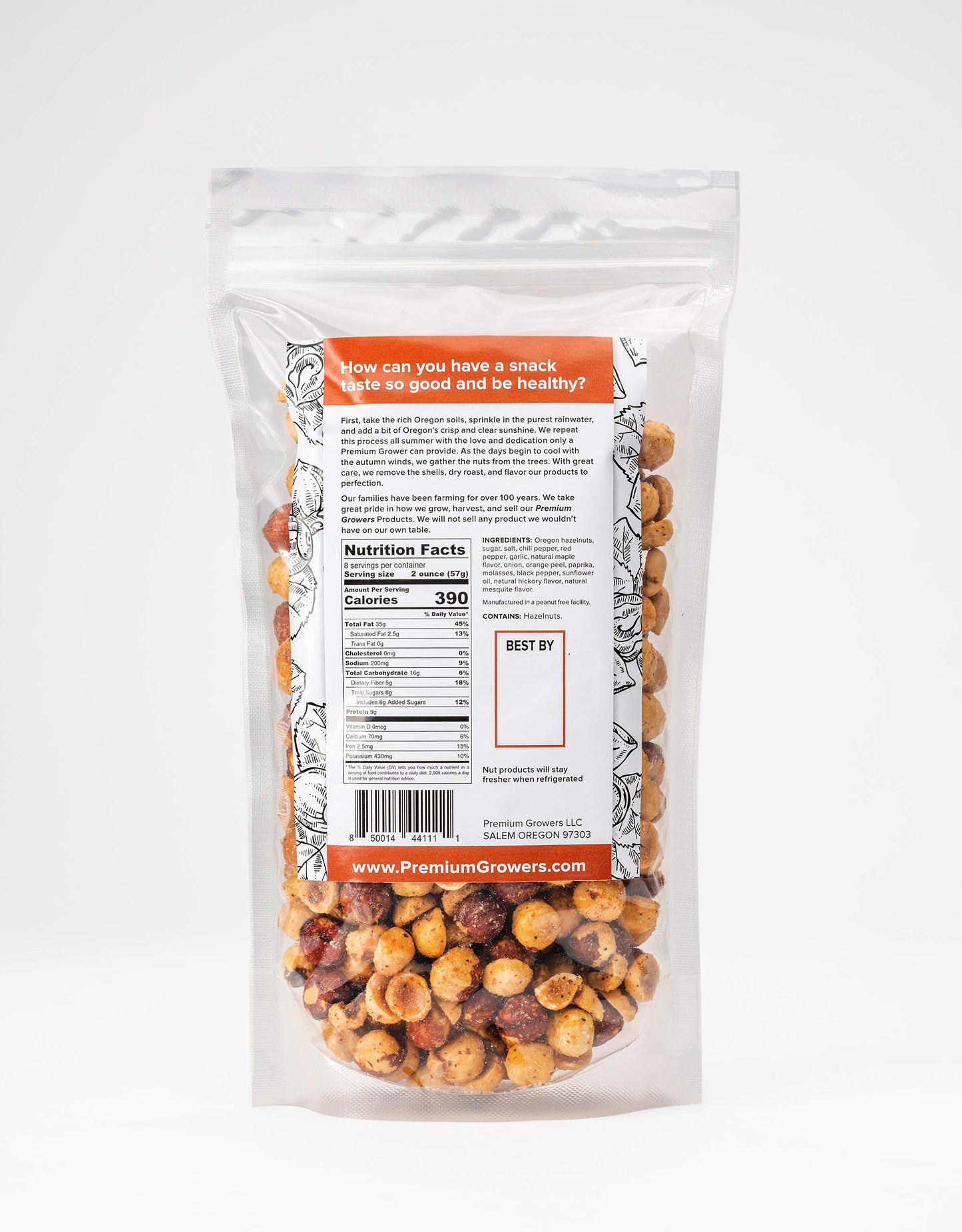 Oregon Natural Hazelnuts, Farm Fresh And Direct Sweet Savory Premium Dry Roasted Hazelnuts – Kosher Certified - 1 Lb Bag
