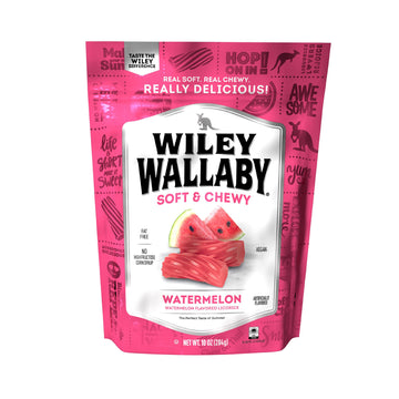 Wiley Wallaby Licorice 10 Ounce Classic Gourmet Soft & Chewy Australian Watermelon Licorice Candy Twists, 1 Pack