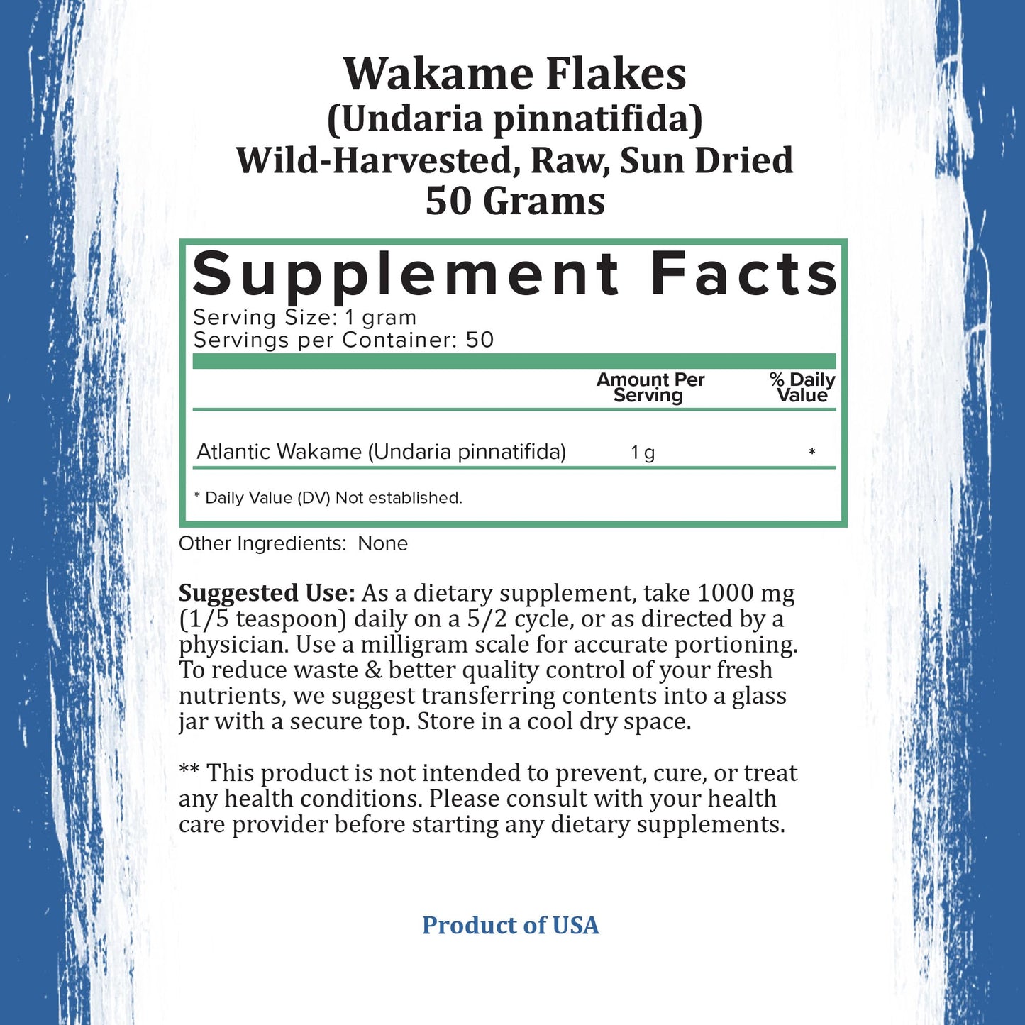 Holistic Bin Dried Wakame Sea Flakes | Organic Dry Sea for Miso Soup Ramen Sea Salad and More | Wild Harvested Atlantic Wakame Flakes | Sun Dried Non GMO