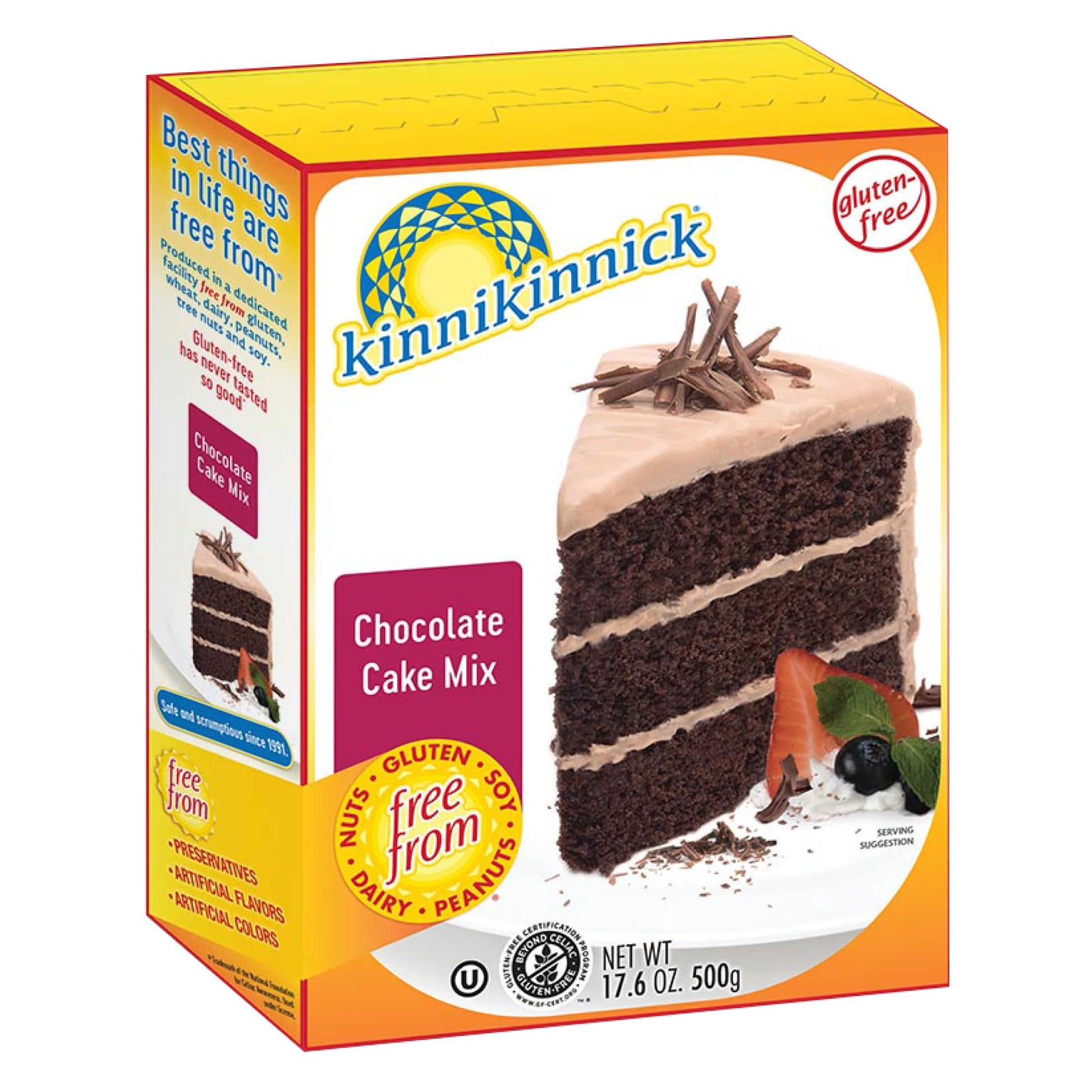 Kinnikinnick - Chocolate Cake Mix - Gluten Free, Allergy Friendly Cake Mix - 17.6 oz. Box