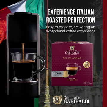 Caffè Garibaldi Espresso Pods, Compatible with Nespresso Original, Almond & Dried Fruit, 50 Aluminum Cups, Italian Roasted Coffee