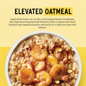 Purely Elizabeth Banana Nut Superfood Oatmeal, With Prebiotic Fiber, Made With Organic Oats, Flax & Chia, Vegan, Gluten Free & N