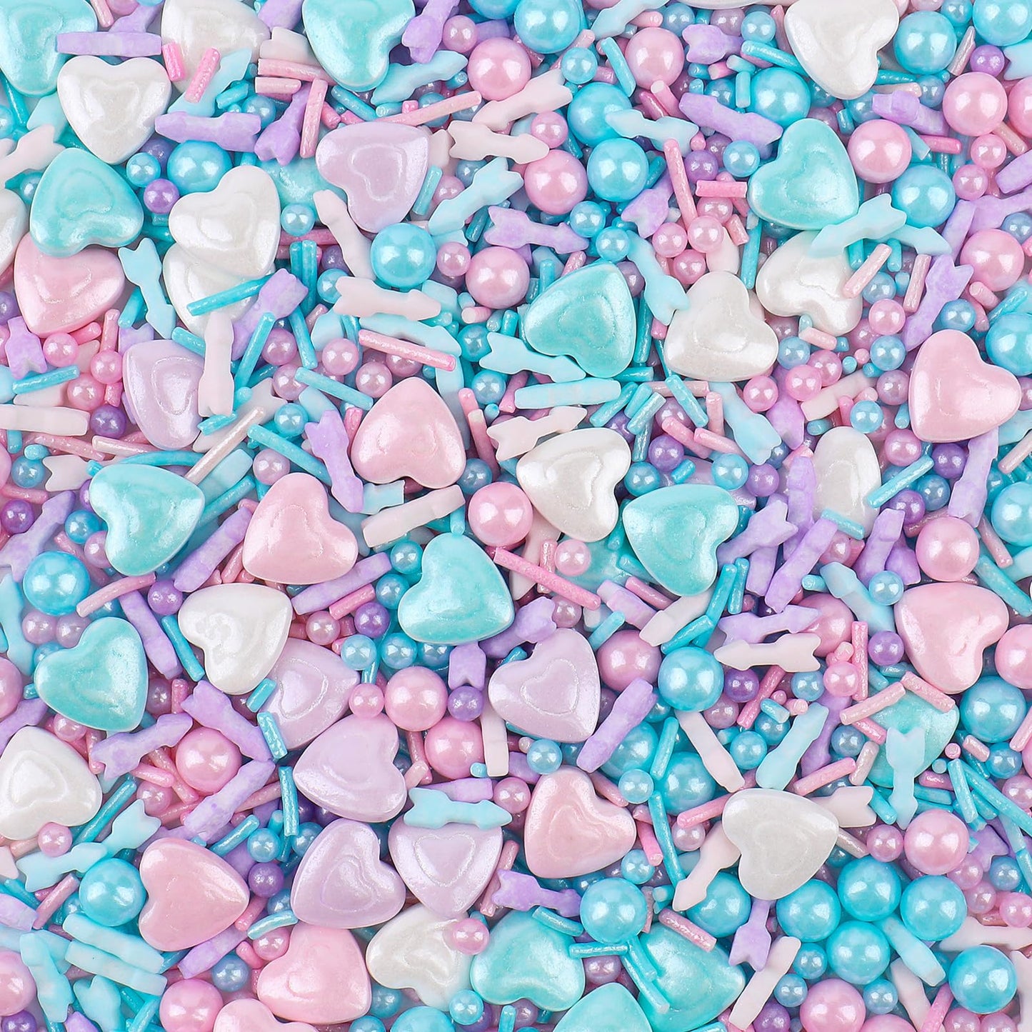 Pastel Sprinkles For Cake Decorating 4.6Oz White Pink Blue And Purple Heart Sprinkle Mix With Edible Sugar Pearls & Jimmies Perfect For Ice Cream Toppings Cakes Donuts Cookies Cupcakes