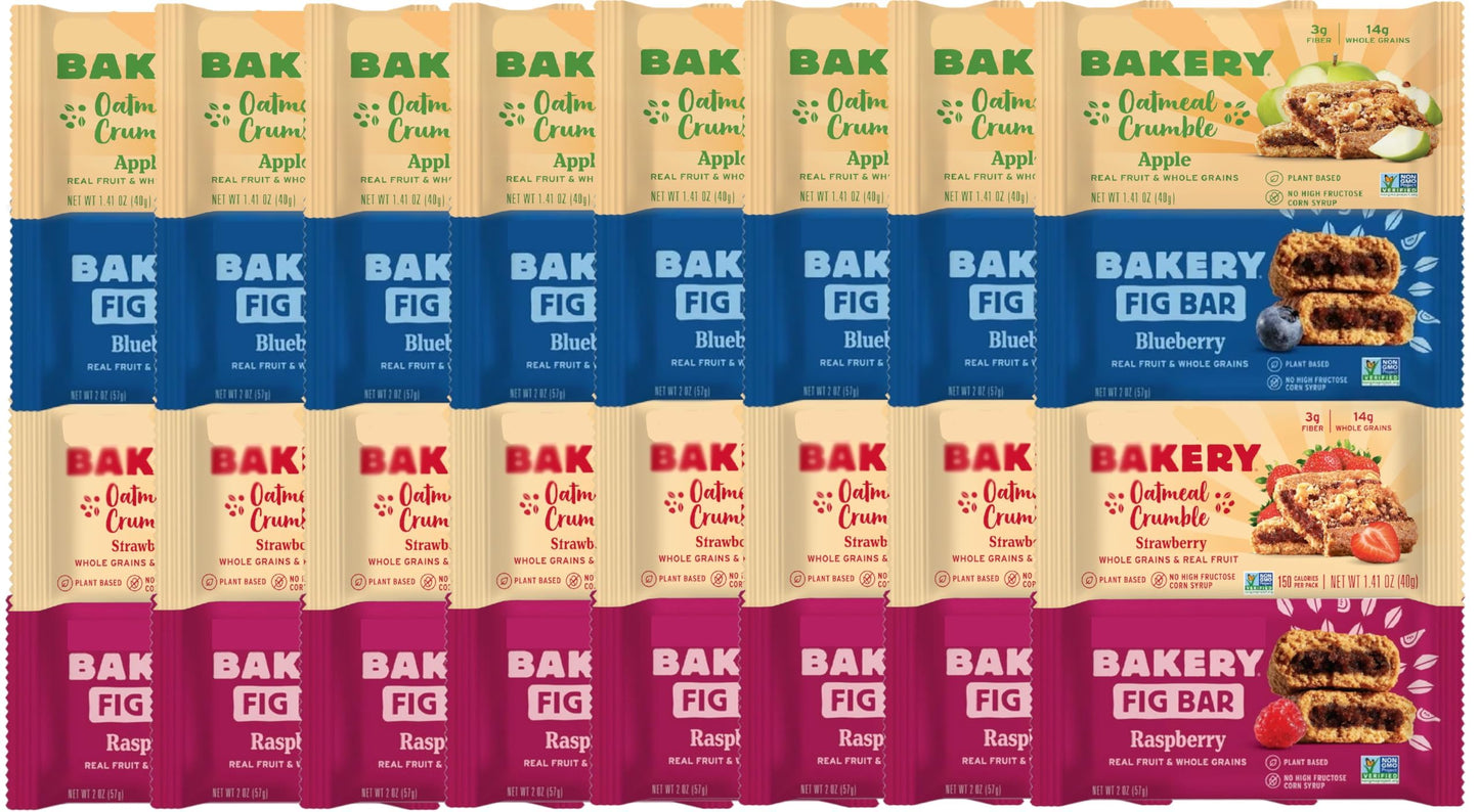 Whole Wheat Nature Fig Bars Variety Pack 32 ct - 8 Each, Whole Wheat Apple Crumb, Strawberry, Crumb, Blueberry, Raspberry - Non