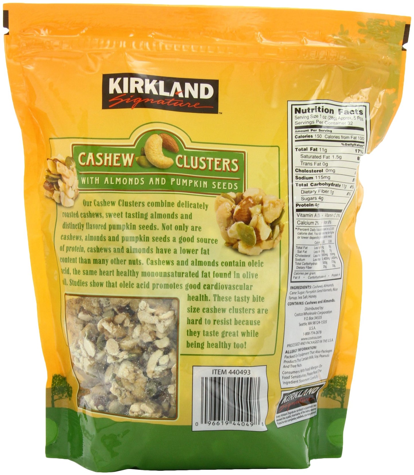 KIRKLAND Signature Cashew Cluster with Almonds & Pumpkin Seeds, 32 Oz - Healthy Snack, Naturally Delicious