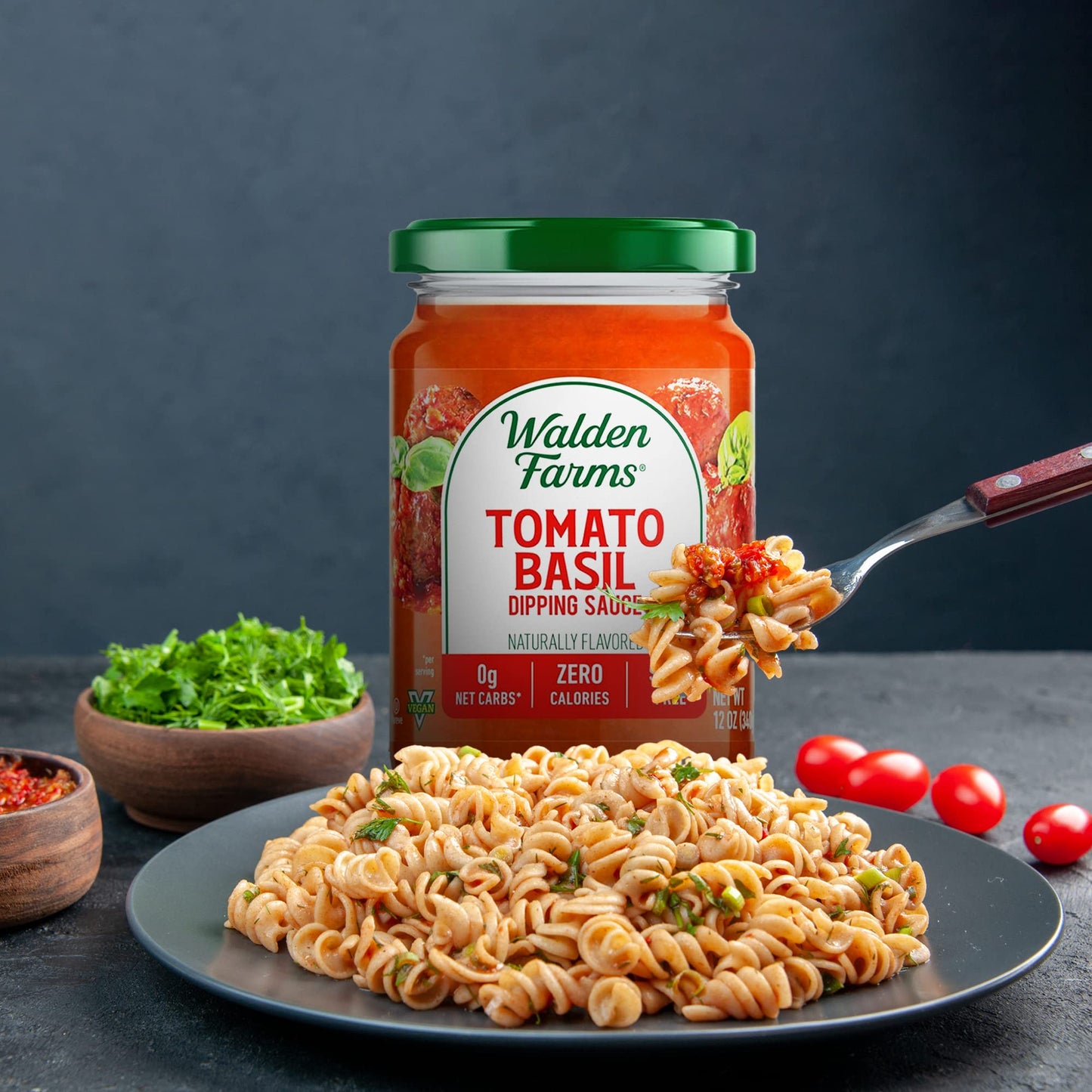 Walden Farms Tomato Basil Pasta Sauce - Zero Calorie, Sugar Free, Keto & No Carb Sauce for Pasta, Veggies & More - 2-Pack, 12 oz