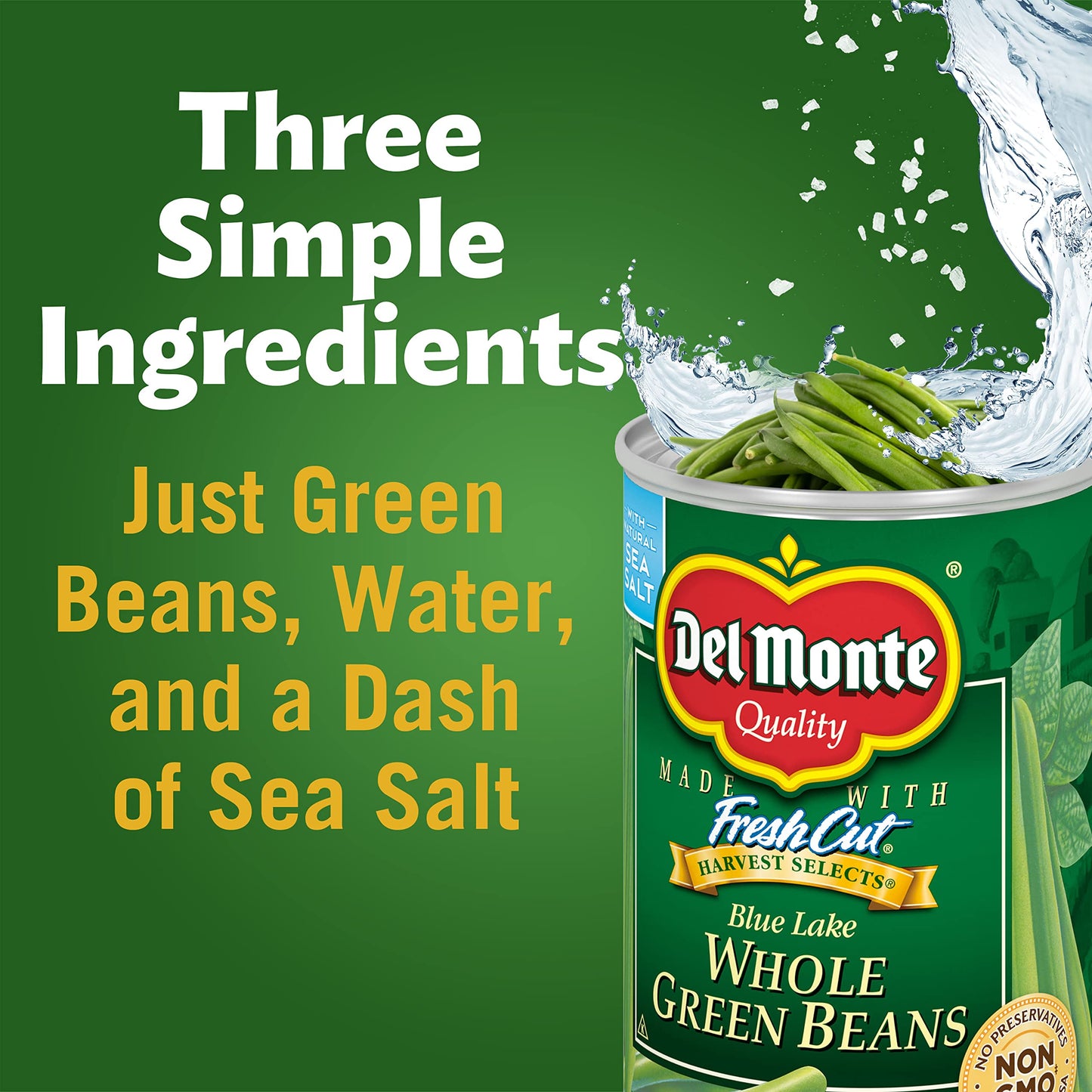 Del Monte Canned Whole Green Beans, 14.5 Ounce (Pack Of 12)
