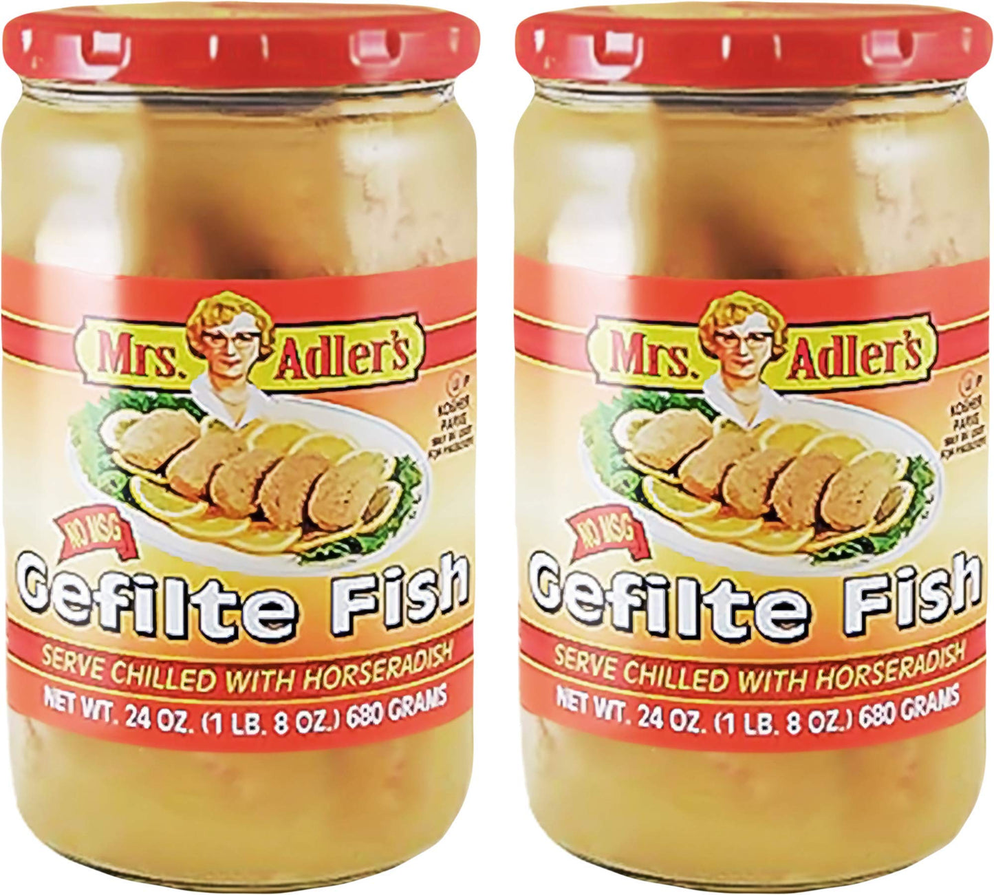 Mrs. Adler's Regular Gefilte Fish 24oz No Artificial Colors, Flavors, or Preservatives, Kosher for Passover