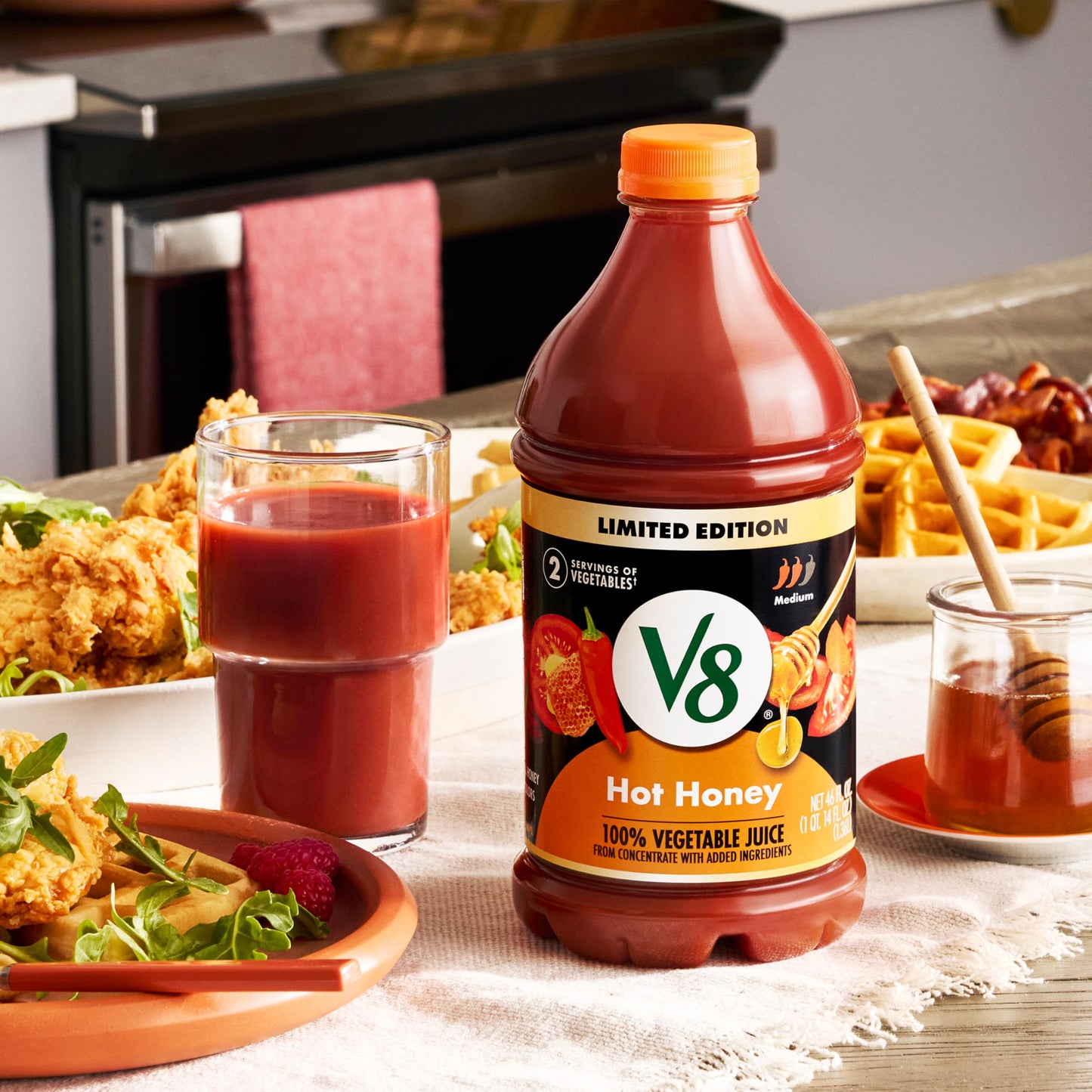 V8 Hot Honey 100% Vegetable Juice, 46 fl oz Bottle (6 Pack)