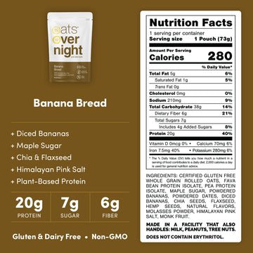 Oats Overnight Vegan Overnight Oats - 20g Protein, High Fiber, Gluten Free, 2.6 oz (Pack of 24)