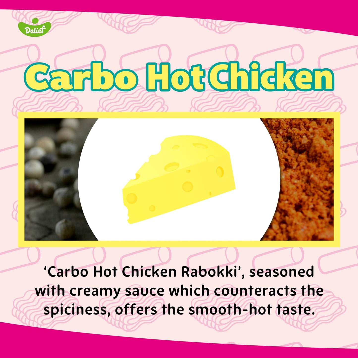 Delief Rabokki Carbo Hot Chicken Flavor 165G/6.34Oz - Pack Of 4, Korean Street Food, Ramen Noodle And Tteokbokki Rice Cake Combi
