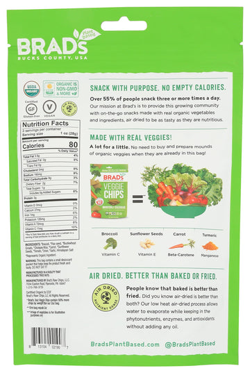 Brad'S Raw Organic Broccoli Cheddar Veggie Chips, 3 Oz
