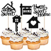 Rsstarxi Cupcake Toppers 30 Pack Paper Housewarming Decorations 2.8x4.6 inches Black Design 1