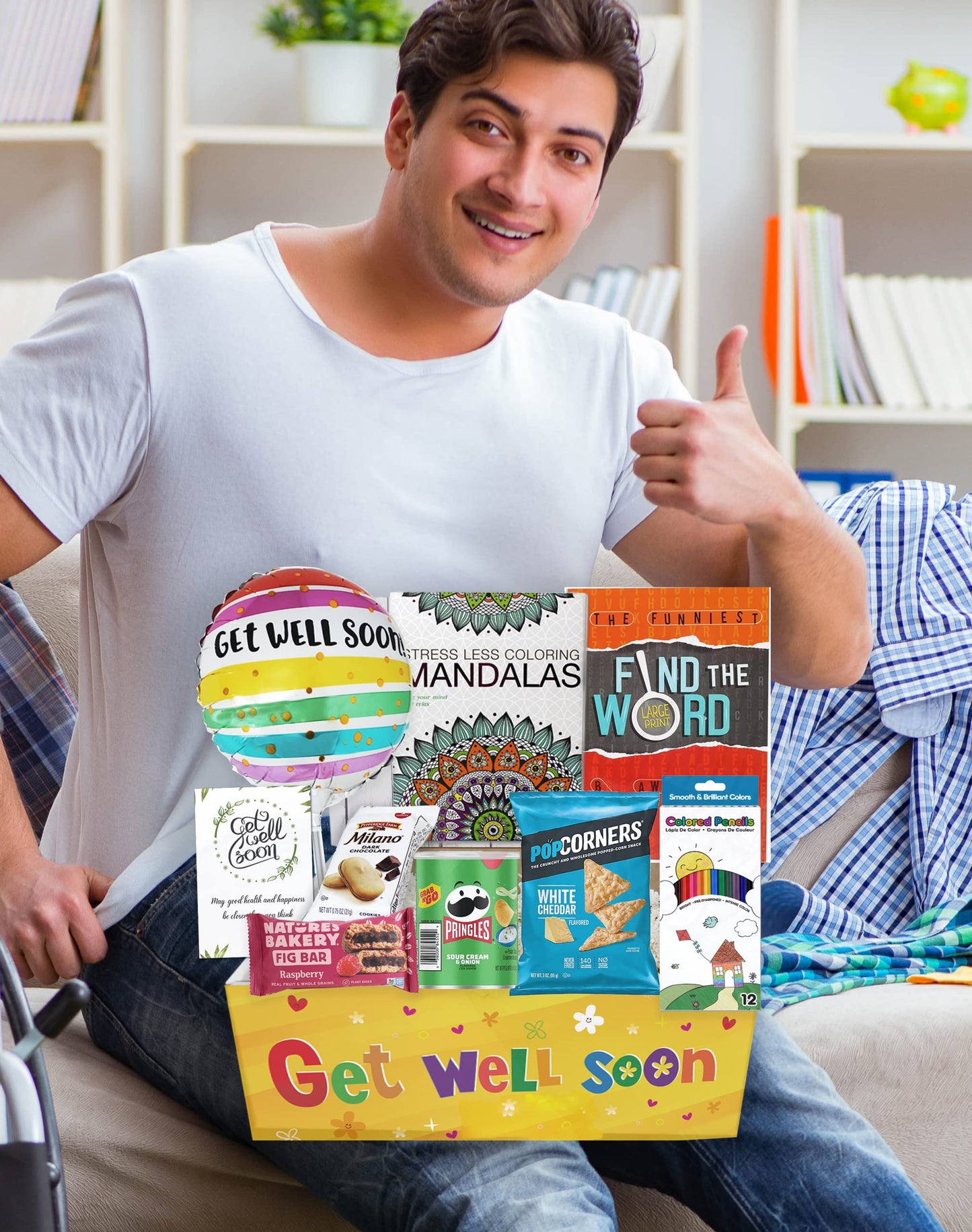 GET WELL GIFT Basket, package for Adults or kids Men, women, boy or girl Care package, Feel better soon for home or hospital, af