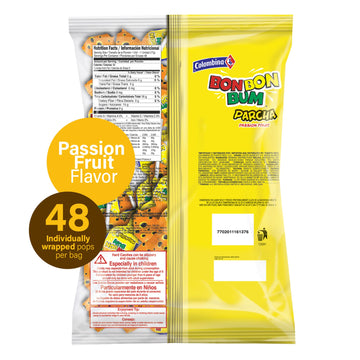 Colombina Bon Bon Bum Lollipops Tropical Passion Fruit Flavor, 48 Count (Pack Of 1)