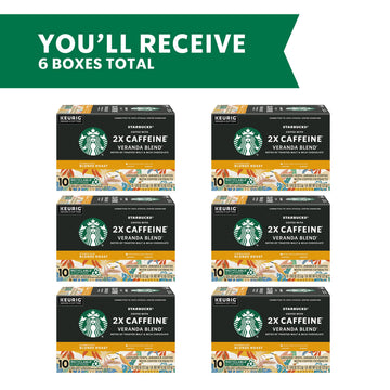 Starbucks K-Cup Coffee Pods, Blonde Roast with 2X Caffeine, 60 Pods Total, Veranda Blend for Keurig malt-inspired