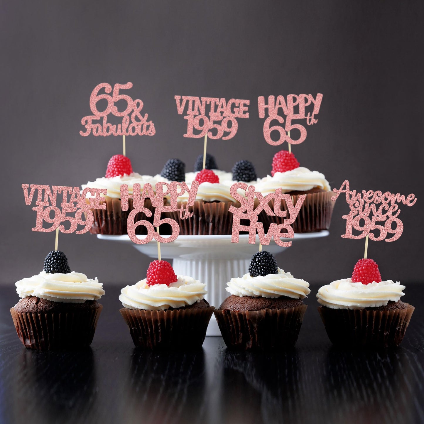 Gyufise 30Pcs Rose Gold Vintage 1958 Cupcake Toppers 65Th Birthday Cupcake Toppers Awesome Since 1958 Hello 65 Cake Topper Sixty