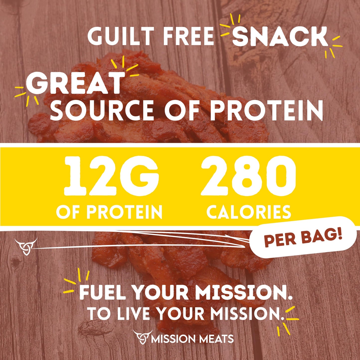 Mission Meats Candied Sriracha Bacon Jerky, Small Batch Snack, 2oz Bags, Pack of 3