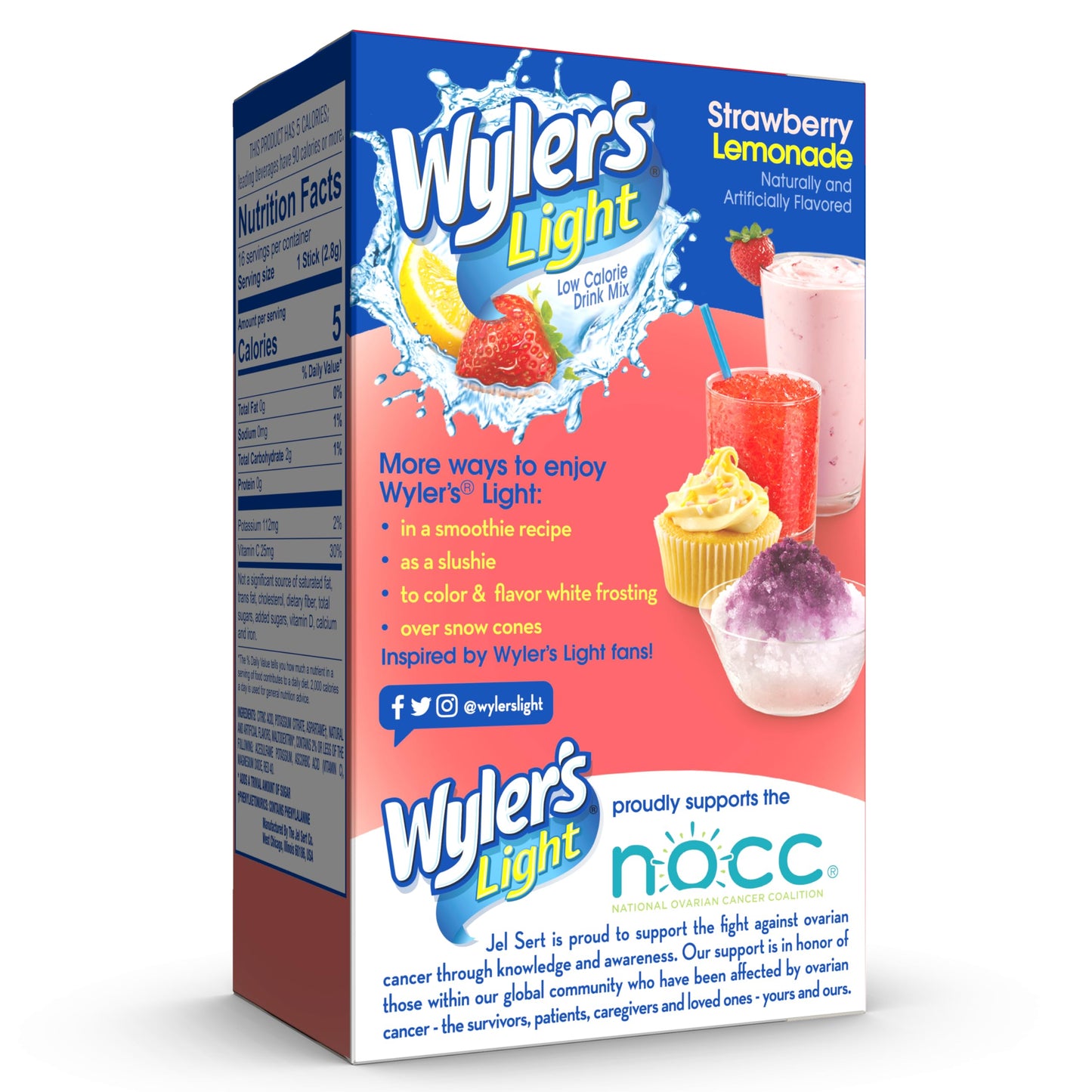 Wyler s Light Singles To Go Powder Packets, Water Drink Mix, Strawberry Lemonade, 16 Count, 6 Boxes (96 Single Servings)