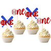 24 Pcs Baseball 1St Birthday Cupcake Toppers Glitter First Birthday Baseball One Cupcake Picks Decorations For Baseball Sports T