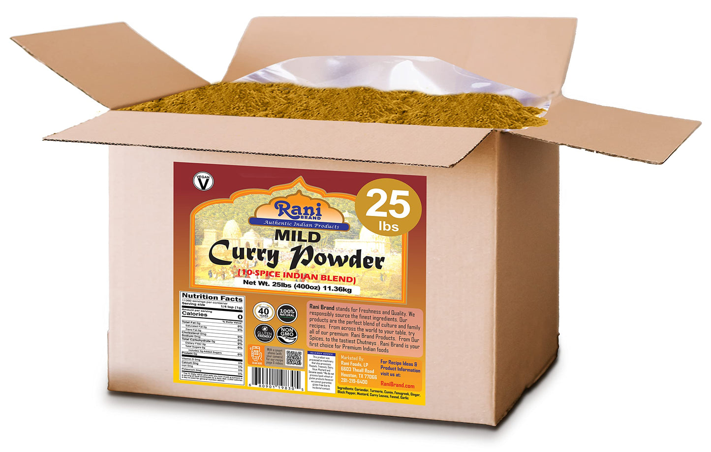Rani Curry Powder Mild (10-Spice Authentic Indian Blend) 400Oz (25Lbs) 11.36Kg Bulk Box ~ All Natural | Salt-Free | No Chili Or